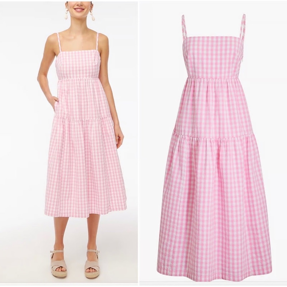 Jcrew factory pink gingham dress